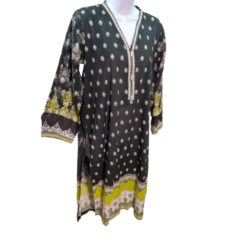 Bonanza Sayrangi 100% Cotton Indian Dress/ Boho Paisley Peasant SZ 12